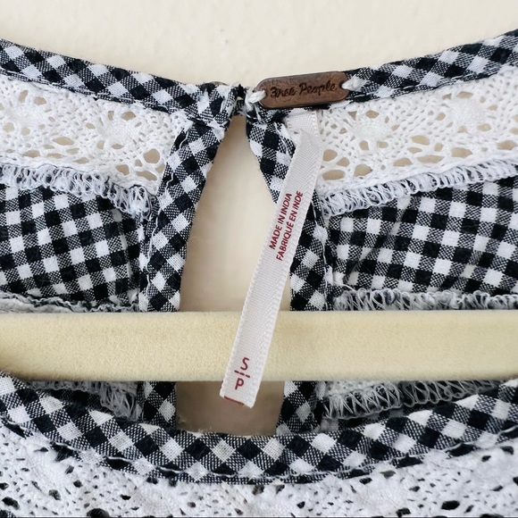 Free People dress Sunny Day Shirt mini crochet lace gingham embroidery - Picture 10 of 11